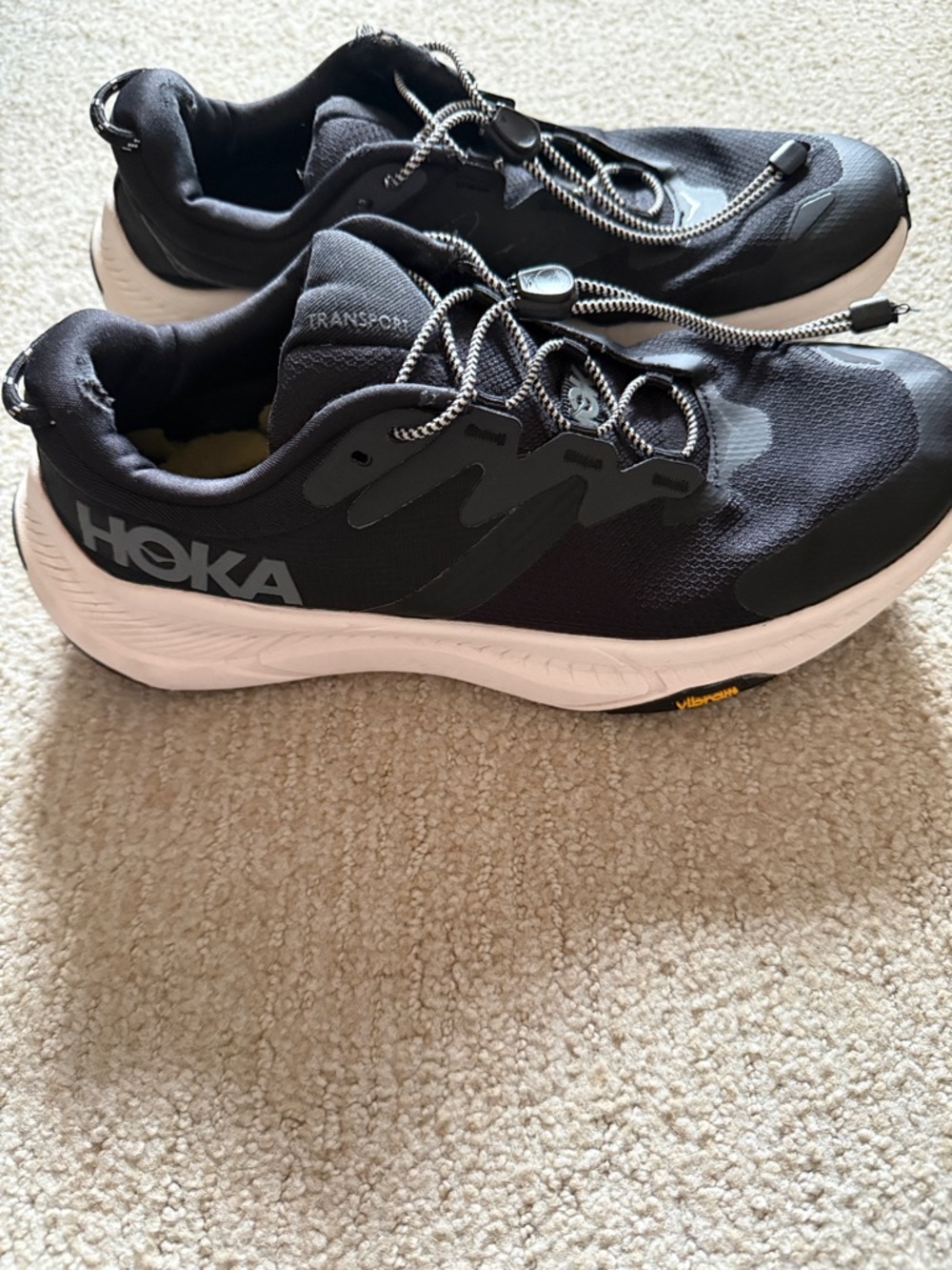 Hoka Black and White Trail-Ready Sneakers